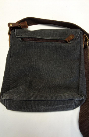 Geantă de umăr vintage din pânză Kasgo, unisex, gri [2]