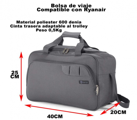 Geanta de voiaj Benzi BZ5410, 40 x 25 x 20 cm, gri [5]