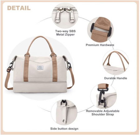 Geanta de voiaj HPLQQ, 45 x 36 x 20 cm, bej [5]