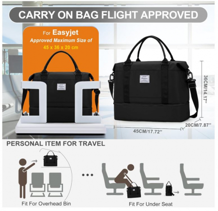 Geanta de voiaj HYC00, 45 x 36 x 20 cm, negru - RESIGILAT [1]