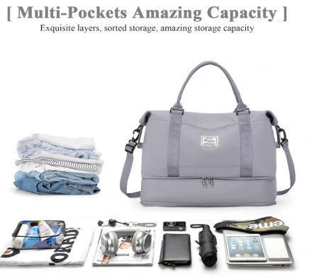 Geanta de voiaj pentru femei SEAFEW, gri, casual, 40 x 20 x 25 cm [3]