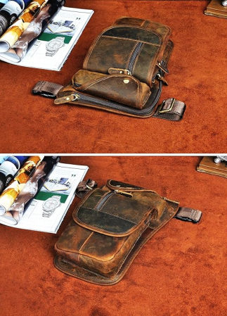 Geanta din piele naturala pentru barbati Le'aokuu 3112, maro [7]