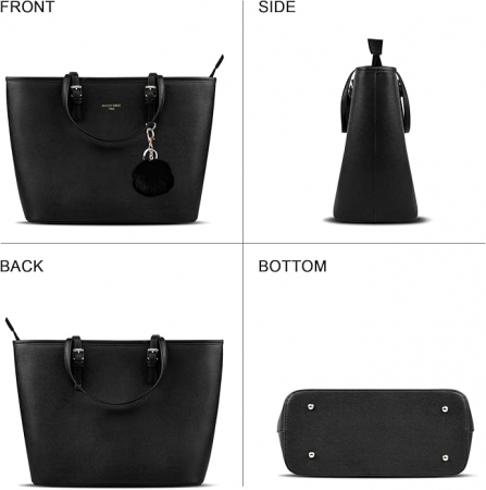 Geantă elegantă de umăr pentru femei URAQT, din piele PU, negru [3]