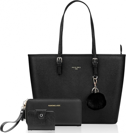 Geantă elegantă de umăr pentru femei URAQT, din piele PU, negru [0]