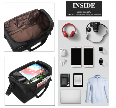 Geanta pentru calatorie, Bagaj de mână Kono 20L, 40x20x25, Negru [2]