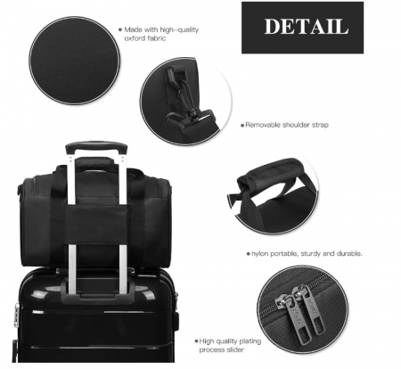 Geanta pentru calatorie, Bagaj de mână Kono 20L, 40x20x25, Negru [4]