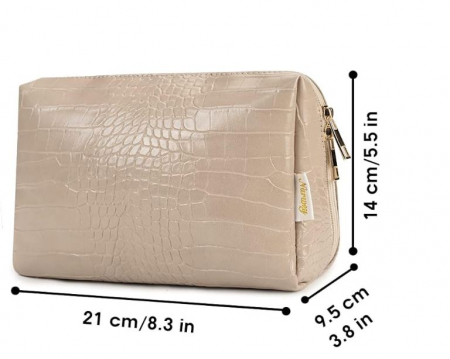 Geanta pentru cosmetice Narwey, din piele PU, maro [4]