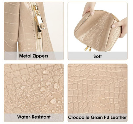 Geanta pentru cosmetice Narwey, din piele PU, maro [3]