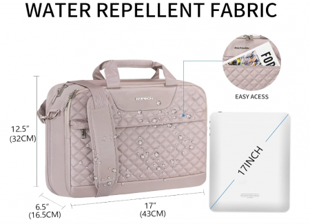 Geantă pentru laptop de 17,3 inchi (44 cm) EMPSIGN pentru femei, servietă, cu buzunare RFID, roz [4]