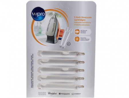 Bacanie - Solutie anticalcar pentru fier de calcat, WPRO 484000008409, set 5 cartuse