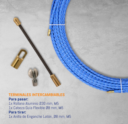 Fir spion/sonda de tras cablu din poliester triplu impletit Anguila, sistem de tragere a cablurilor, albastru, diametru 6 mm, 30 metri [2]