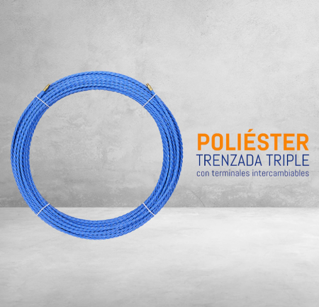Fir spion/sonda de tras cablu din poliester triplu impletit Anguila, sistem de tragere a cablurilor, albastru, diametru 6 mm, 30 metri [1]
