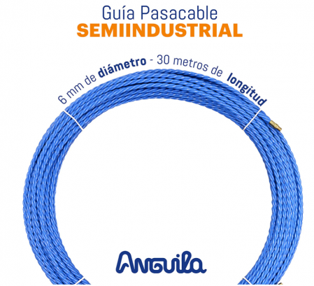 Fir spion/sonda de tras cablu din poliester triplu impletit Anguila, sistem de tragere a cablurilor, albastru, diametru 6 mm, 30 metri [5]