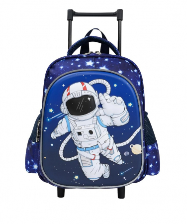 Rechizite si papetarie pentru copii - Ghiozdan cu roti pentru copii Amythe, pentru varsta de 2-5 ani, model astronaut, albastru