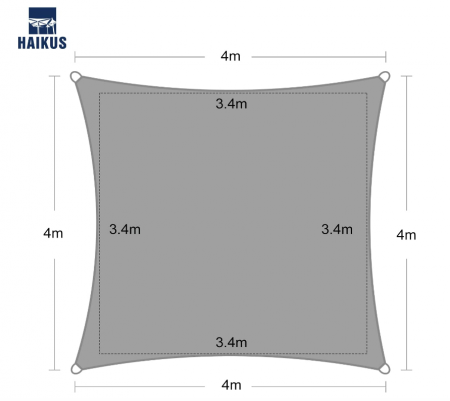 HAIKUS Pânză pentru copertina, 4x4 m, 200GSM HDPE 98%, protectie solara, blocare UV, alb [1]