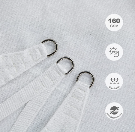 HAIKUS Pânză pentru copertina, 4x4 m, 200GSM HDPE 98%, protectie solara, blocare UV, alb [2]