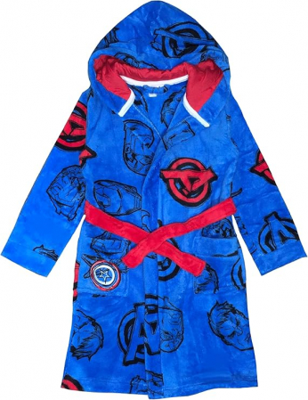 Fashion - Halat de baie cu gluga pentru copii Marvel Avengers, albastru, 7-8 ani