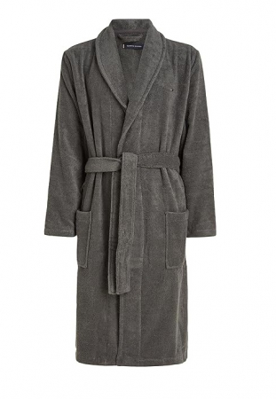 Alte articole vestimentare barbati - Halat de baie pentru bărbați Tommy Hilfiger, bumbac, gri, S