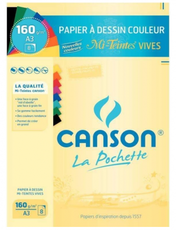 Hârtie de desen Canson Mi-Teintes, 8 coli, A3-29,7 x 42 cm [4]