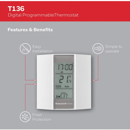 Honeywell Home T136C110AEU T136: Termostat programabil, alb [3]