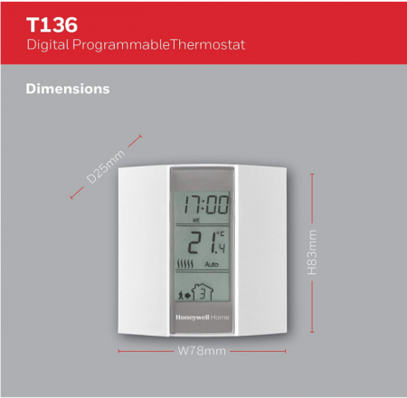 Honeywell Home T136C110AEU T136: Termostat programabil, alb [4]