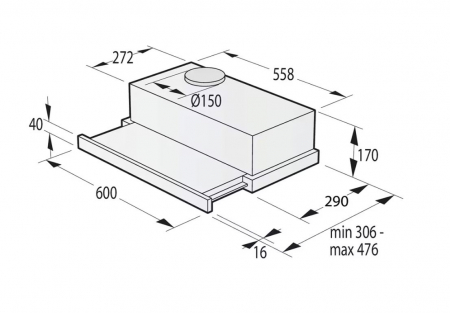 Hota incorporabila GORENJE TH62E3X, 1 motor, 350 m3/h, L 60 cm, inox [10]