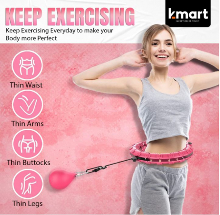Hula Hoop Smart K-MART, cu greutate, 24 segmente, roz [5]