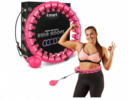 Hula Hoop Smart K-MART, cu greutate, 24 segmente, roz [0]