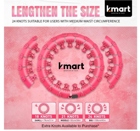 Hula Hoop Smart K-MART, cu greutate, 24 segmente, roz [2]