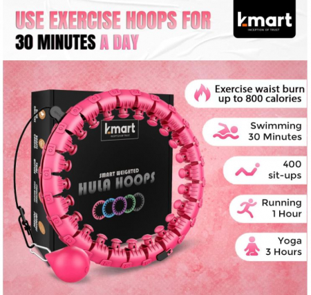 Hula Hoop Smart K-MART, cu greutate, 24 segmente, roz [3]