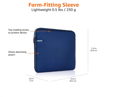 Husă AmazonBasics din neopren pentru laptop de 15,6 inchi/39,6 cm, bleumarin [4]