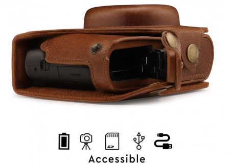 Husa aparat foto MegaGear MG1436, din piele, maro, pentru Panasonic Lumix DMC-TZ100 [2]