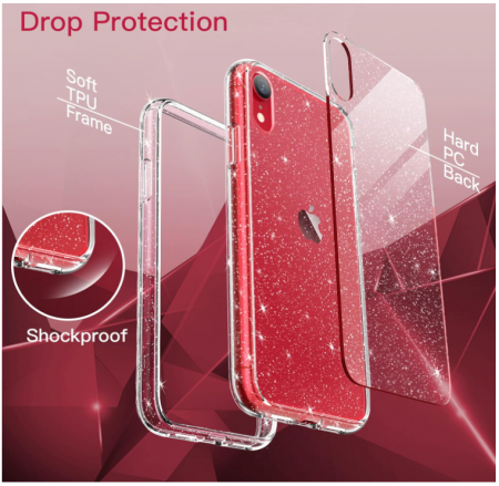 Husă cu sclipici JETech pentru iPhone XR de 6,1 inchi, transparentă [6]