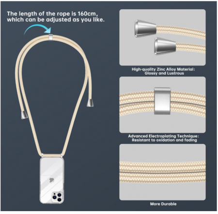 Husă cu șnur Nupcknn pentru iPhone 15 Pro, transparentă [4]