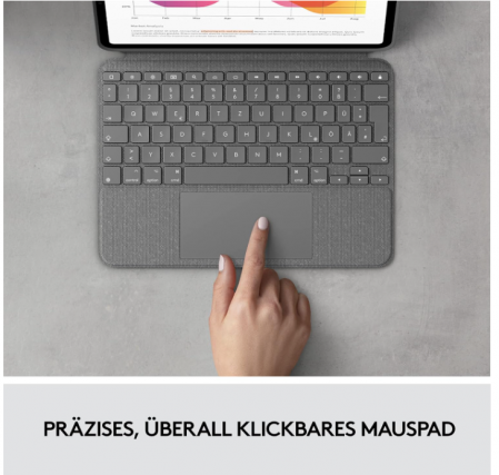 Husă cu tastatură Logitech Combo Touch iPad Air (a 4-1, a 5-1 gen - 2020, 2022), aspect german QWERTZ, gri [7]