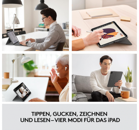 Husă cu tastatură Logitech Combo Touch iPad Air (a 4-1, a 5-1 gen - 2020, 2022), aspect german QWERTZ, gri [5]