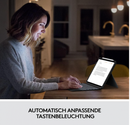 Husă cu tastatură Logitech Combo Touch iPad Air (a 4-1, a 5-1 gen - 2020, 2022), aspect german QWERTZ, gri [11]