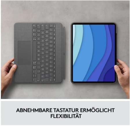 Husa cu tastatură Logitech Combo Touch pentru iPad Pro 12.9 (a 5-a generație - 2021) Aspect QWERTZ german, Gri [11]