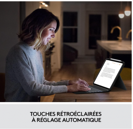 Husa cu tastatura Logitech Combo Touch pentru iPad Pro 12,9 inchi (a 5-a, a 6-a gen: 2021, 2022), AZERTY franceză, Gri [11]