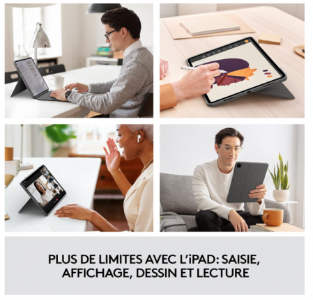 Husa cu tastatura Logitech Combo Touch pentru iPad Pro 12,9 inchi (a 5-a, a 6-a gen: 2021, 2022), AZERTY franceză, Gri [5]