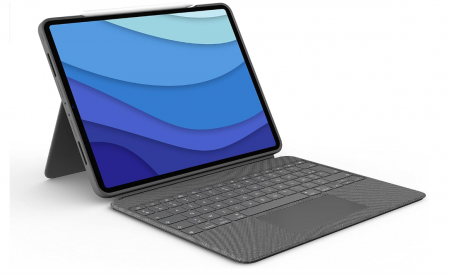 Laptop, Tablete & Telefoane - Husa cu tastatura Logitech Combo Touch pentru iPad Pro 12,9 inchi (a 5-a, a 6-a gen: 2021, 2022), AZERTY franceză, Gri