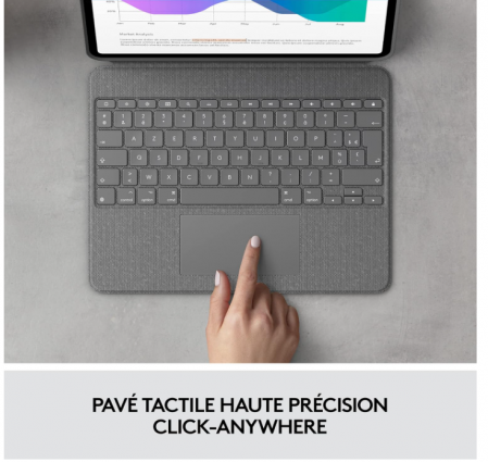 Husa cu tastatura Logitech Combo Touch pentru iPad Pro 12,9 inchi (a 5-a, a 6-a gen: 2021, 2022), AZERTY franceză, Gri [7]