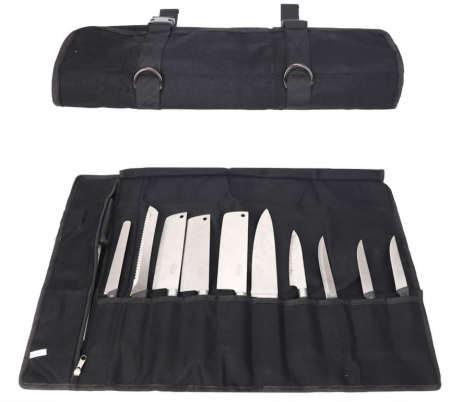 Husa cutite pentru bucatar QEES, 11 compartimente, 69x47 cm, negru [9]