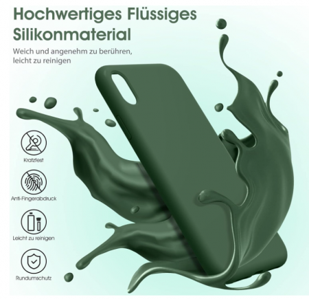 Husă de protecție din silicon lichid Flyzoo compatibilă cu iPhone XR, verde [2]