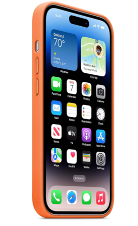 Husă de telefon din piele pentru Apple iPhone 14 Pro cu MagSafe, Portocaliu [5]