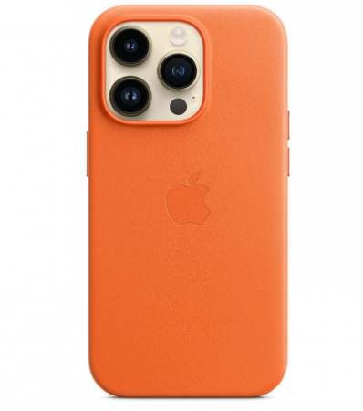 Huse Telefoane - Husă de telefon din piele pentru Apple iPhone 14 Pro cu MagSafe, Portocaliu