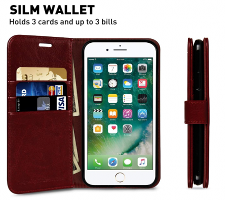 Husă din piele MONASAY pentru iPhone 6/6s, 4,7 inchi, visiniu [3]