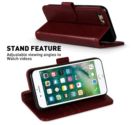 Husă din piele MONASAY pentru iPhone 6/6s, 4,7 inchi, visiniu [4]