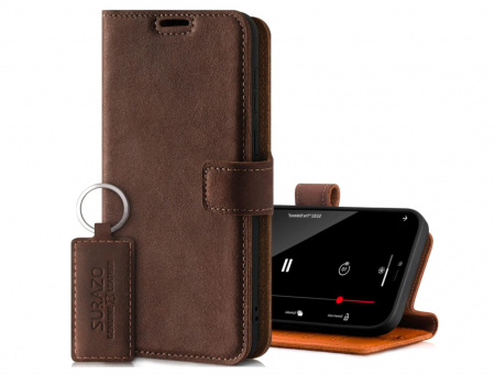 Laptop, Tablete & Telefoane - Husă din piele naturala SURAZO pentru Samsung Galaxy A53 5G 4G (nucă)