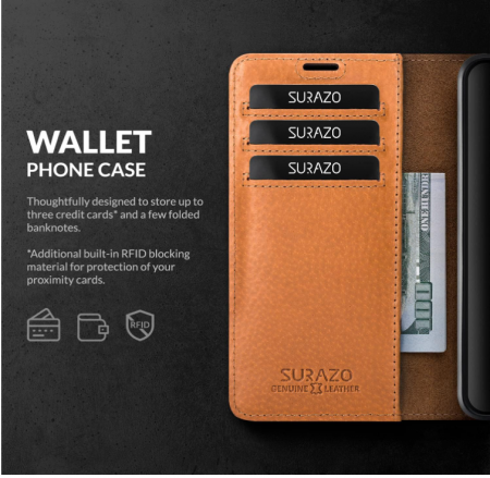 Husă din piele naturala SURAZO pentru Samsung Galaxy A53 5G 4G (nucă) [3]